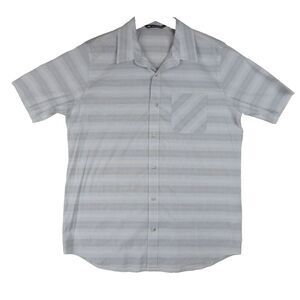 Travis Mathew Shirt Mens Large White Gray Plaid‎ Short Sleeve Casual Button Up